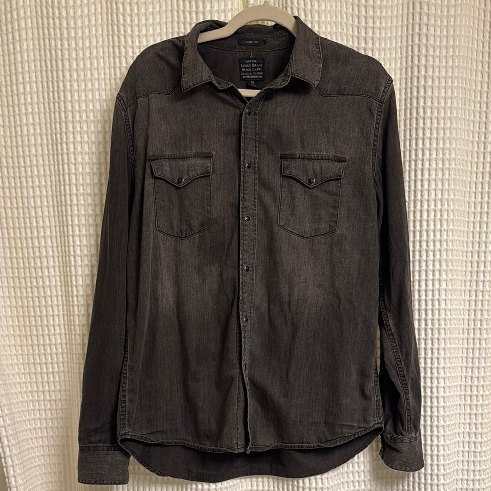 Lucky Brand Black Casual Button Down Shirt